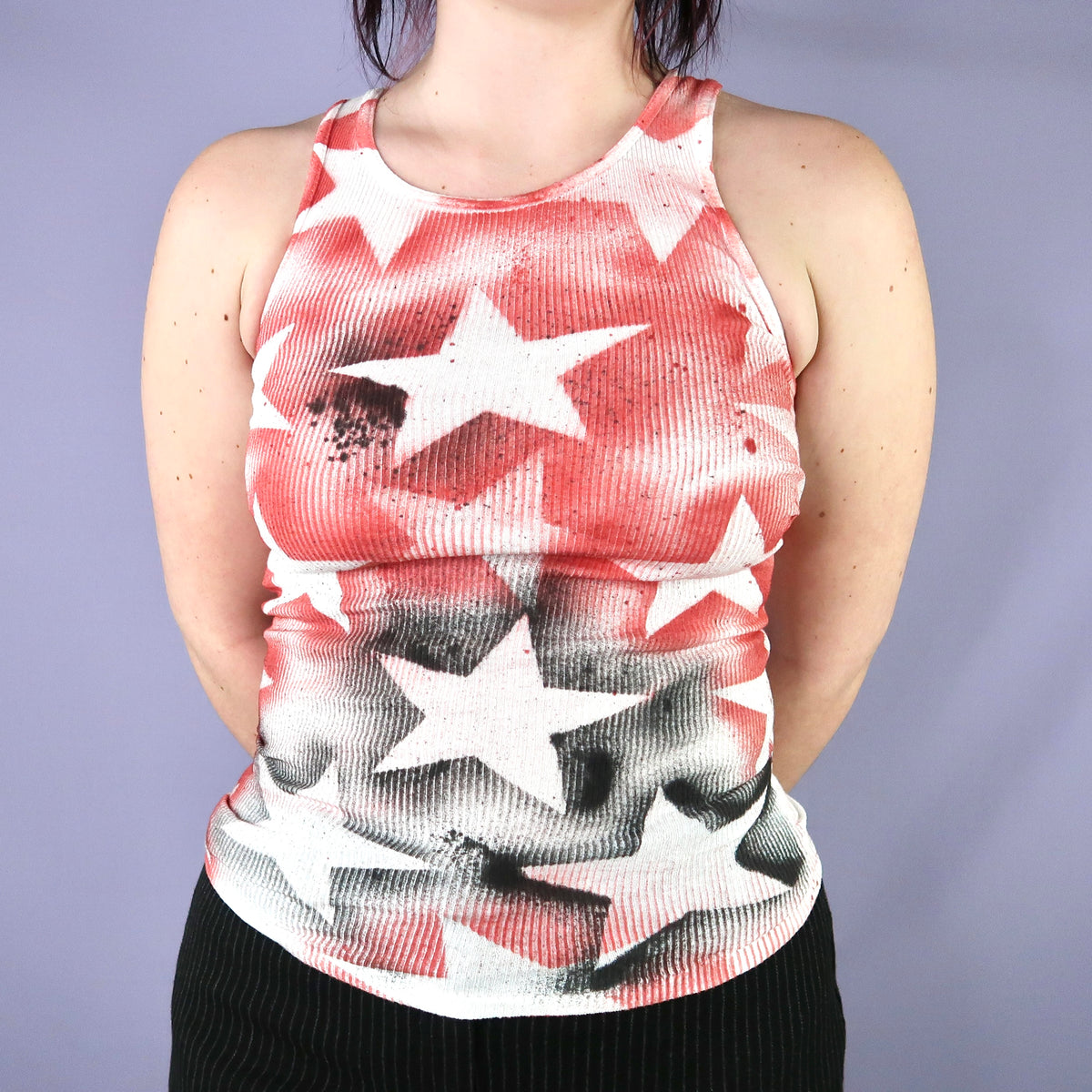"Superstar" Red and White Star Tank Top - Small