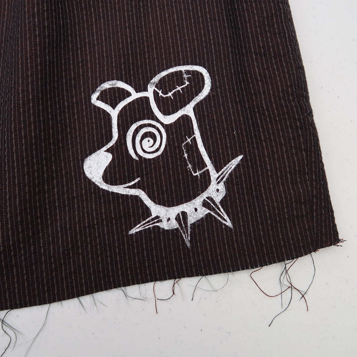 "Patches the Dog" Brown Pinstripe Mini Skirt - Medium
