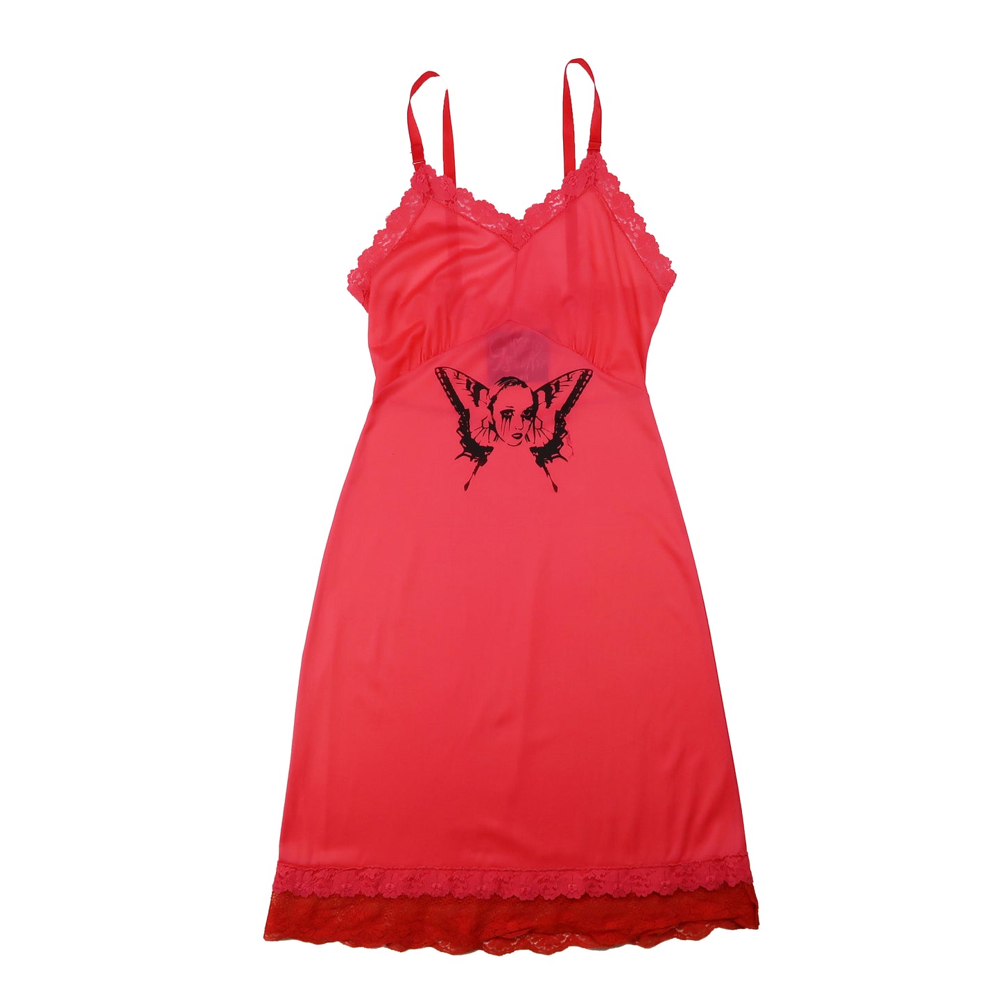 "Weeping Butterfly" Red Slip Dress - Small