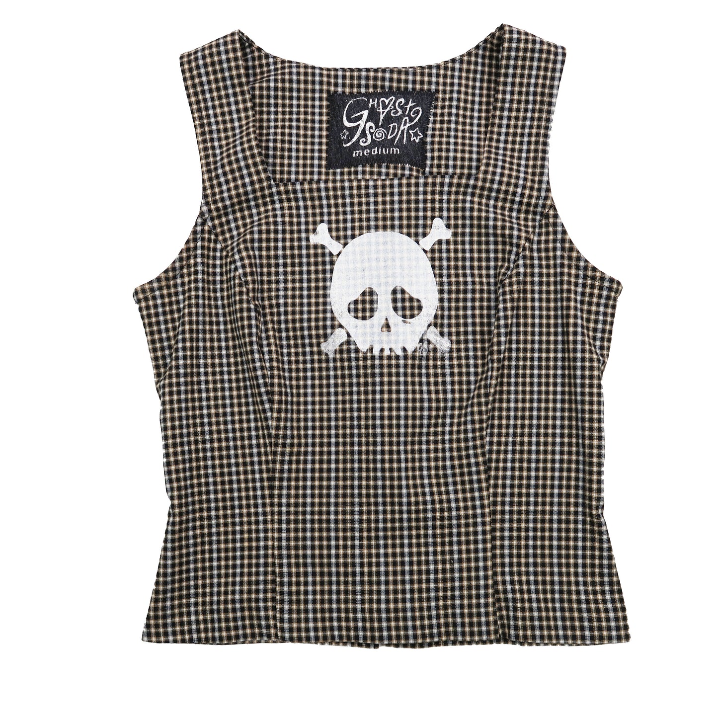 "Grim Skull" Plaid Tank Top - Medium