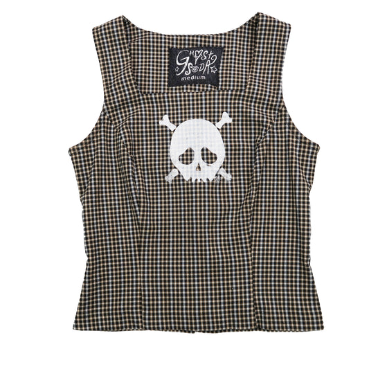 "Grim Skull" Plaid Tank Top - Medium