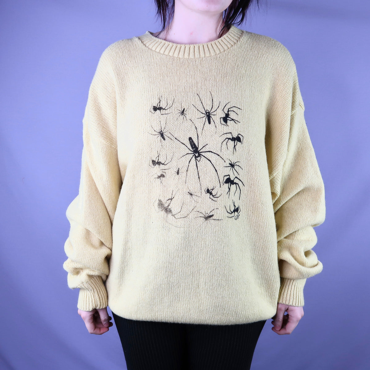 "I Love Spiders" Yellow Sweater - Large