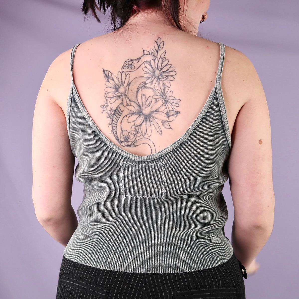 "Patches the Dog" Gray Waffle Knit Tank Top - Large