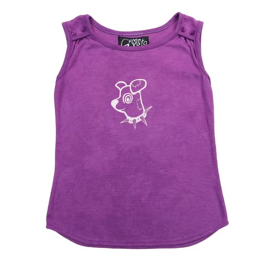 "Patches the Dog" Button Tank Top - Medium