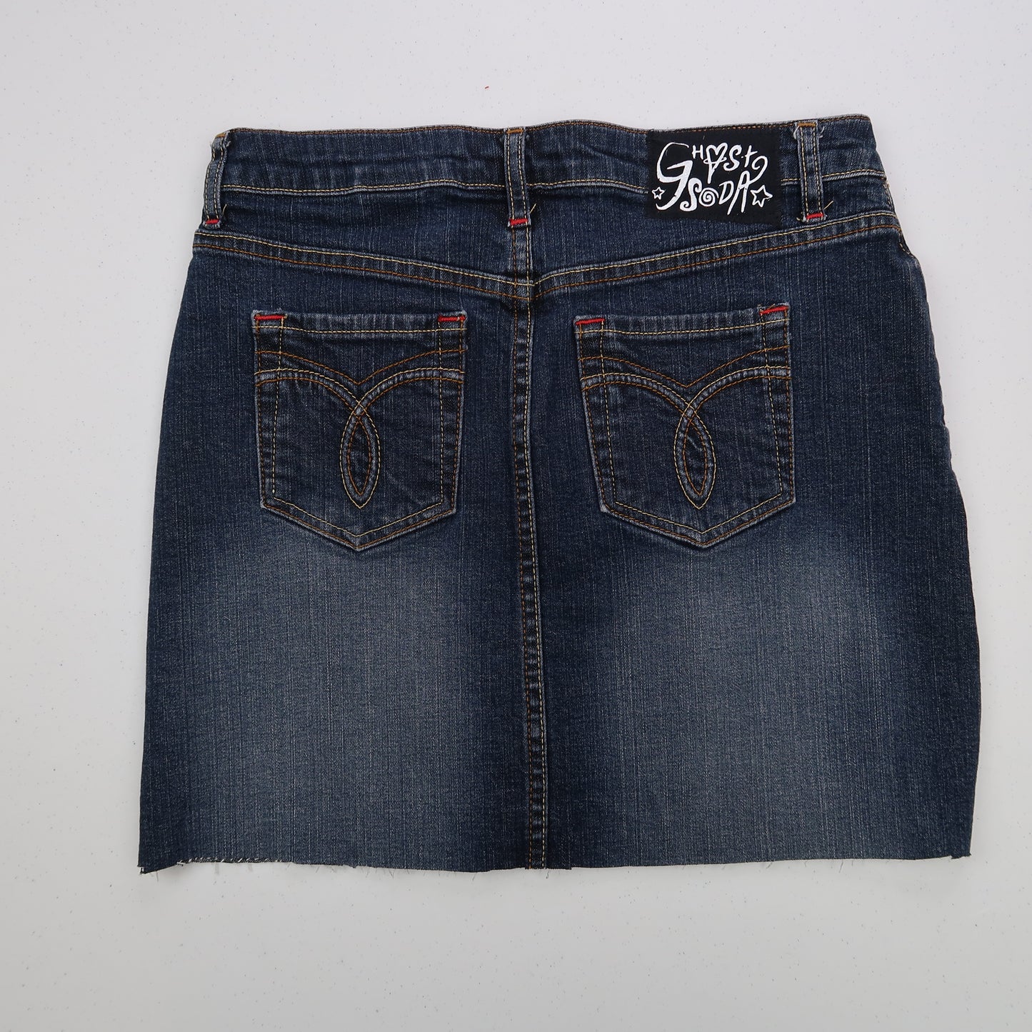 "Grim Skull" Dark Wash Denim Skirt - Small