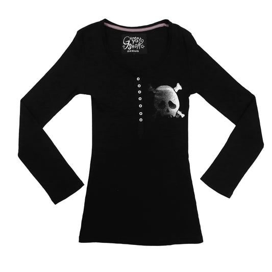 MISPRINT "Grim Skull" Black Button Down Top - Small
