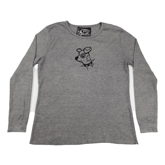 "Patches the Dog" Gray Thermal Top - Medium
