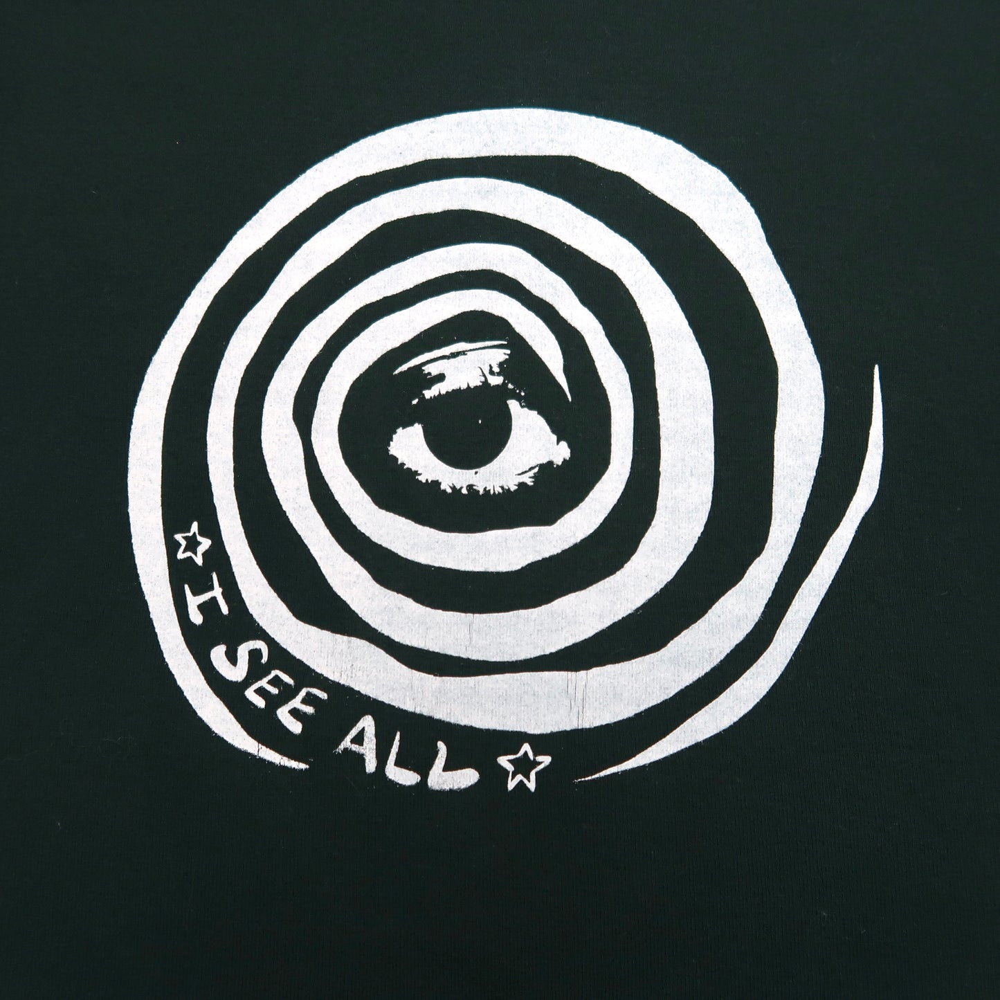 "I See All (Eye Spiral)" Forest Green Baby Tee - Small