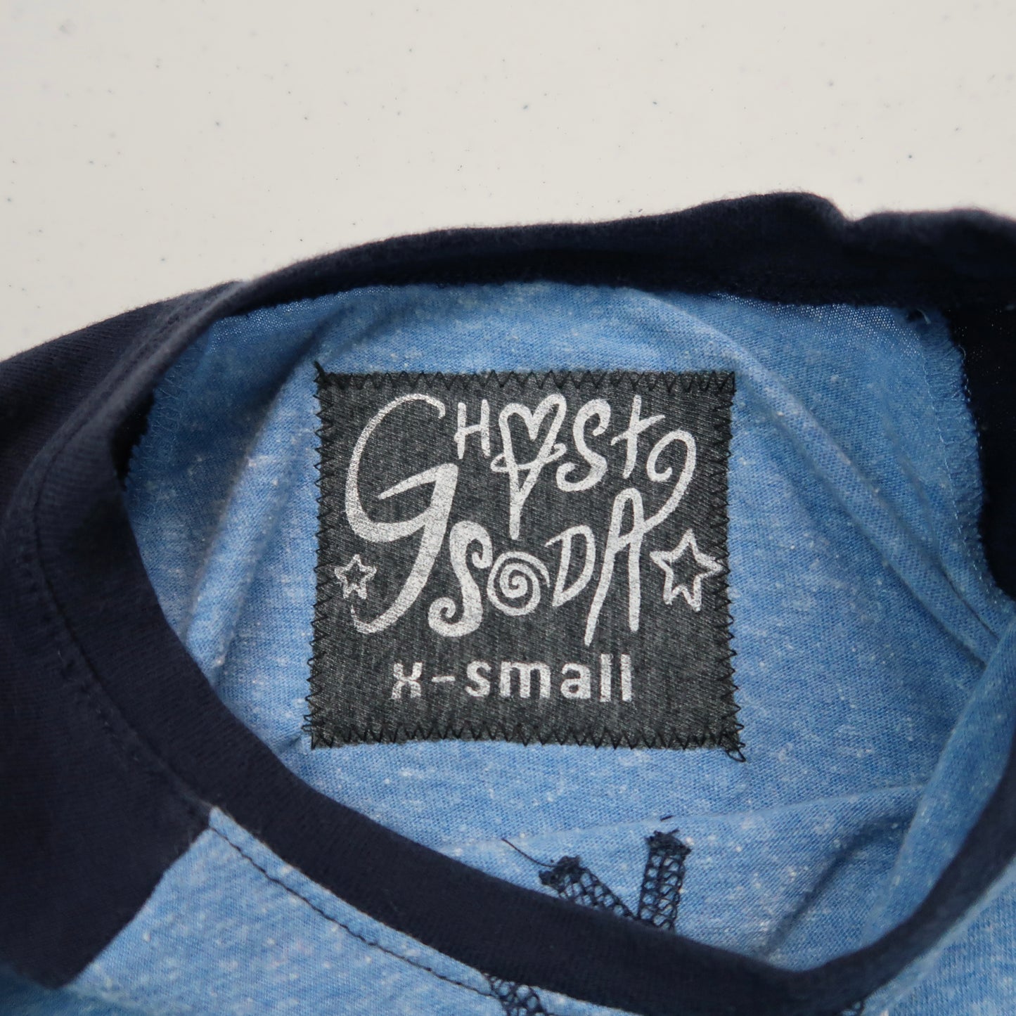 "Patches the Dog" Blue Raglan Baby Tee - X-Small