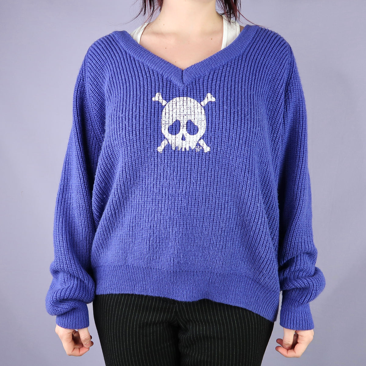 "Grim Skull" Purple Sweater - Large