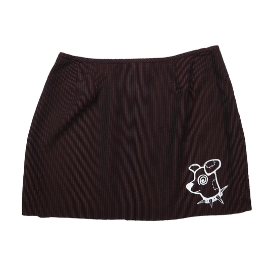 "Patches the Dog" Brown Pinstripe Mini Skirt - Medium