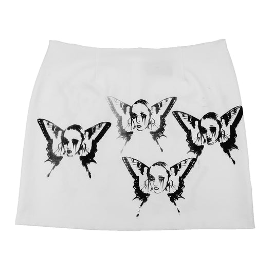 "Weeping Butterfly" AOP White Skirt - XL