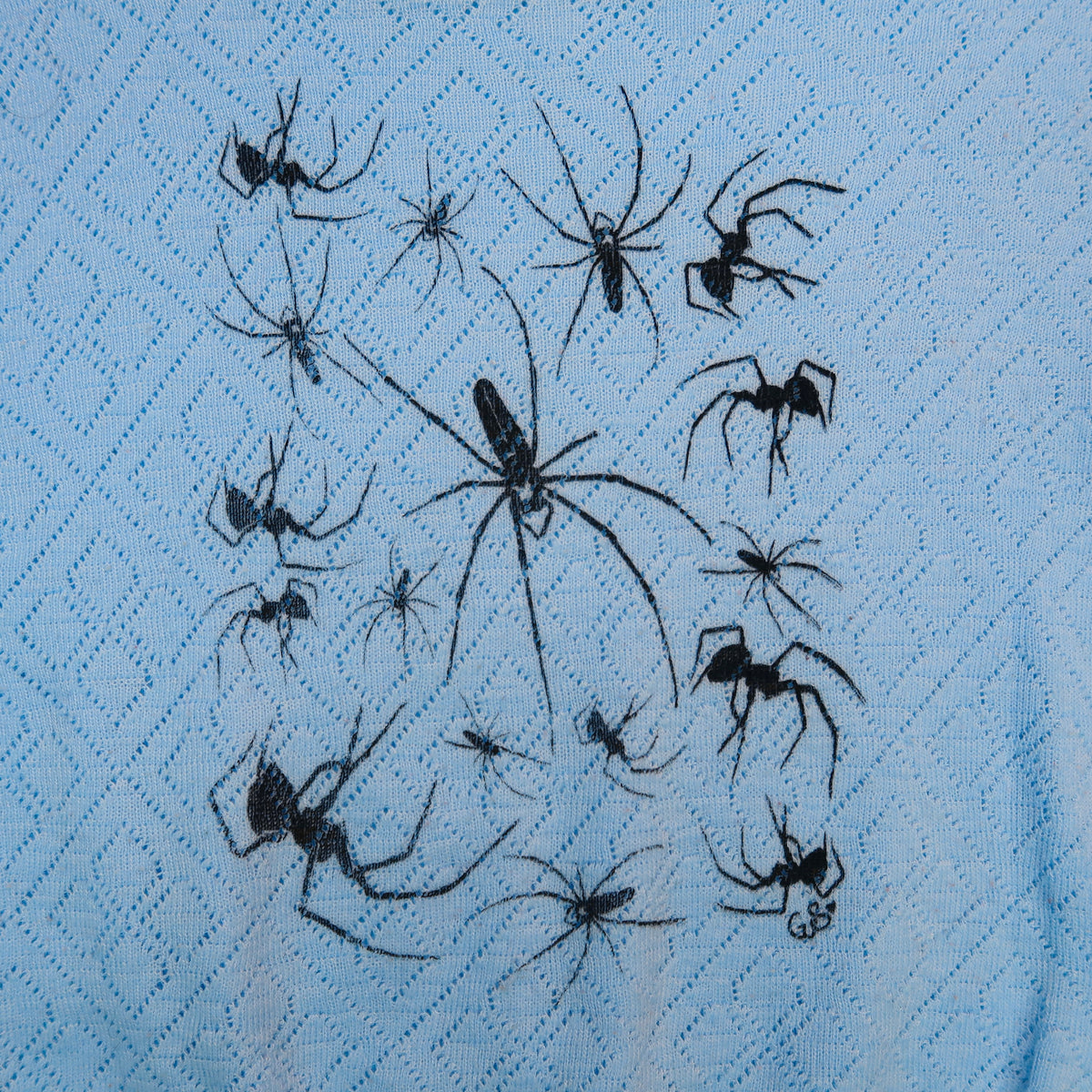 "I Love Spiders" Blue Sweater - Small