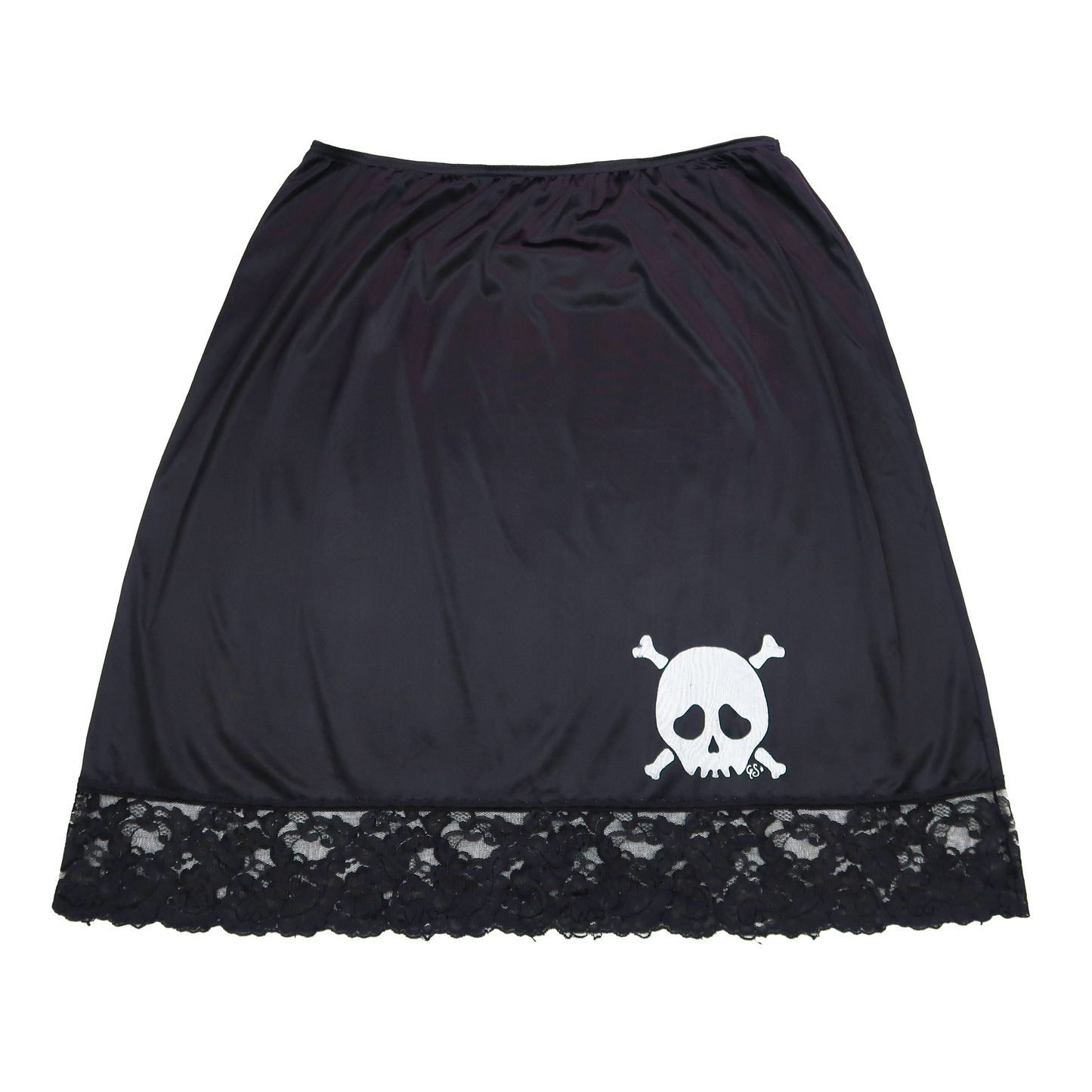 "Grim Skull" Black Slip Skirt - Large