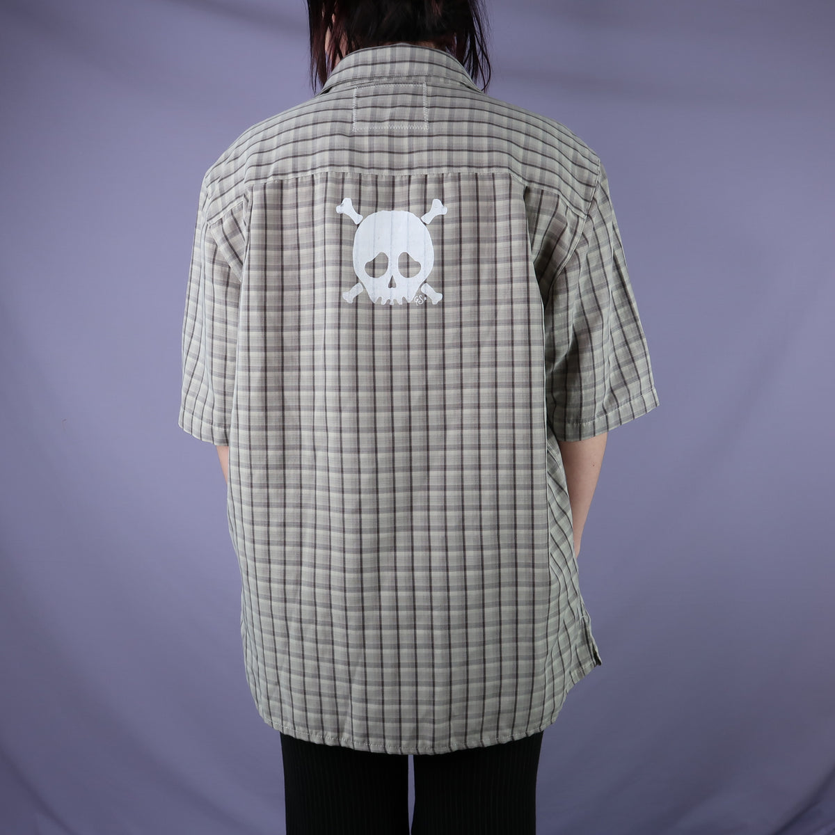 "Grim Skull" Plaid Button Up - Large