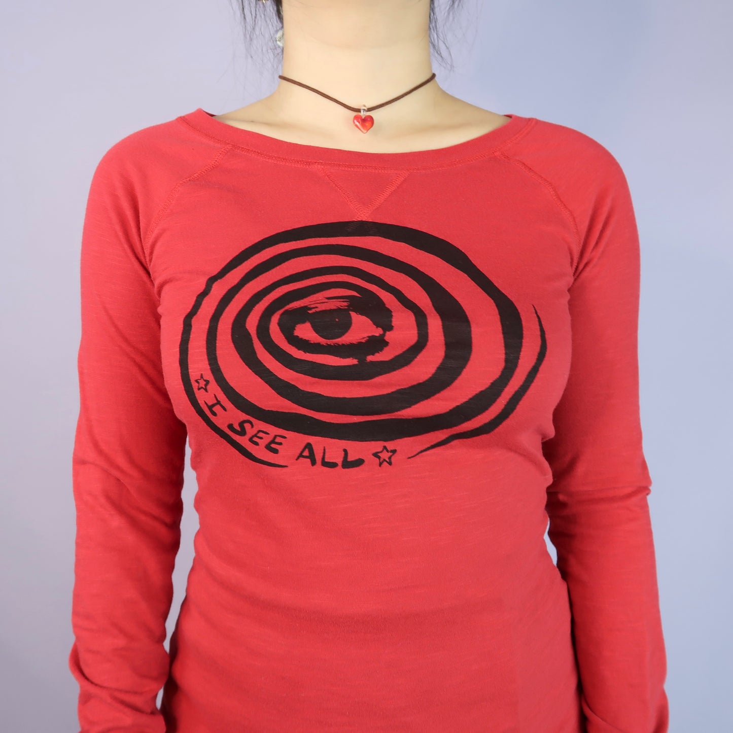 "I See All" (Eye Spiral) Red Long Sleeve - Small