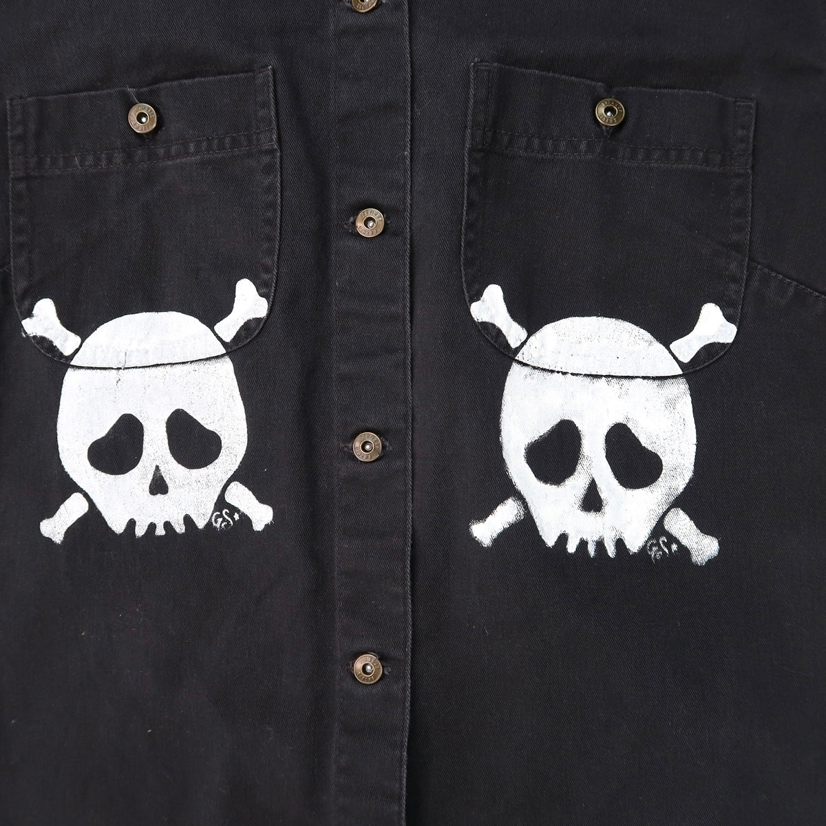 "Grim Skull" Black Denim Dress - Medium