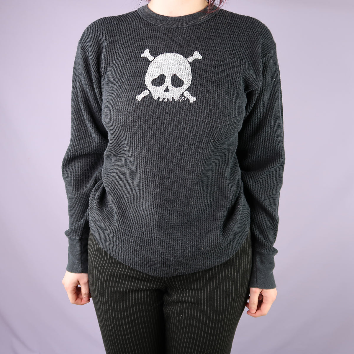 "Grim Skull" Gray Thermal Long Sleeve - Small