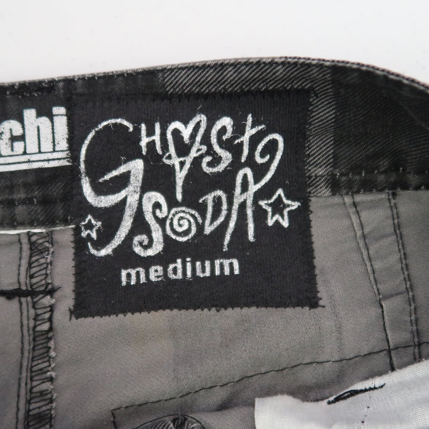 MISPRINT "Grim Skull" Gray Plaid Skater Shorts - Medium