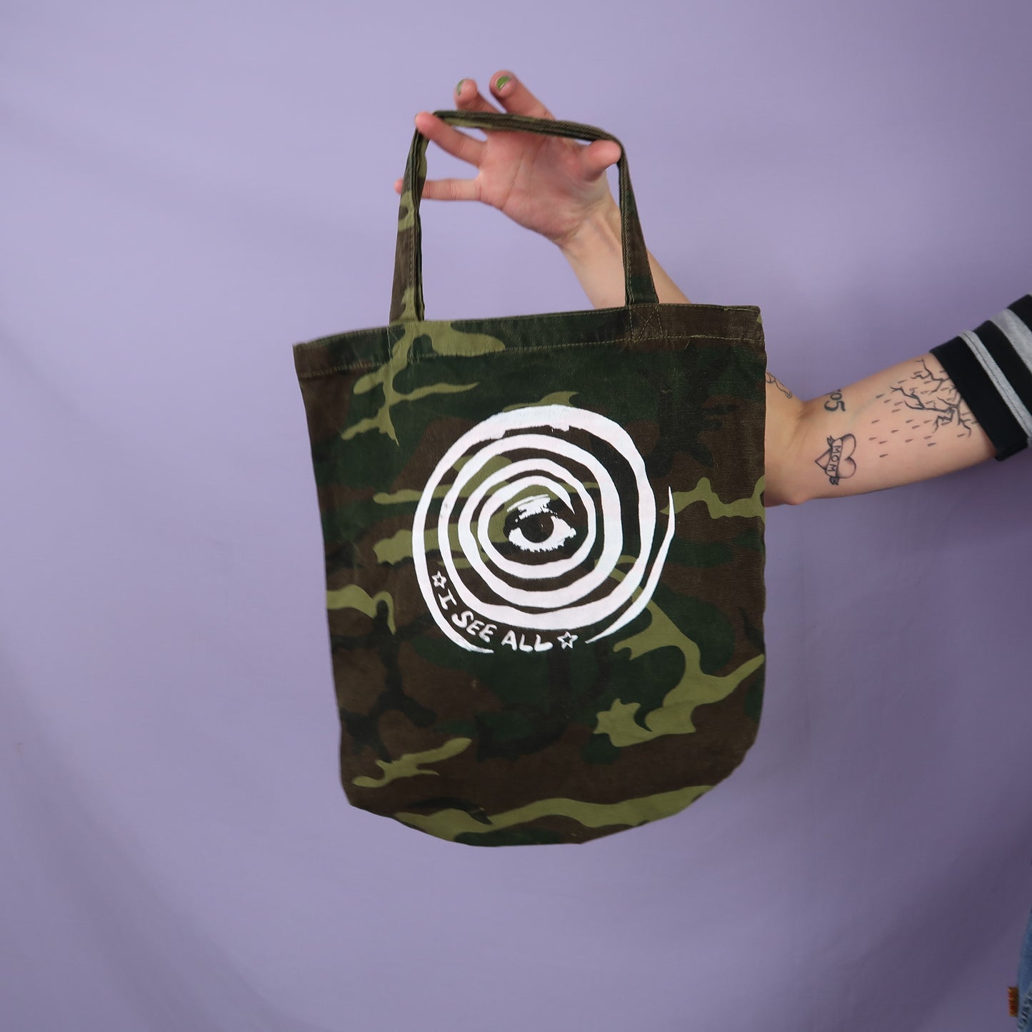 "I See All (Eye Spiral)" Camouflage Tote Bag