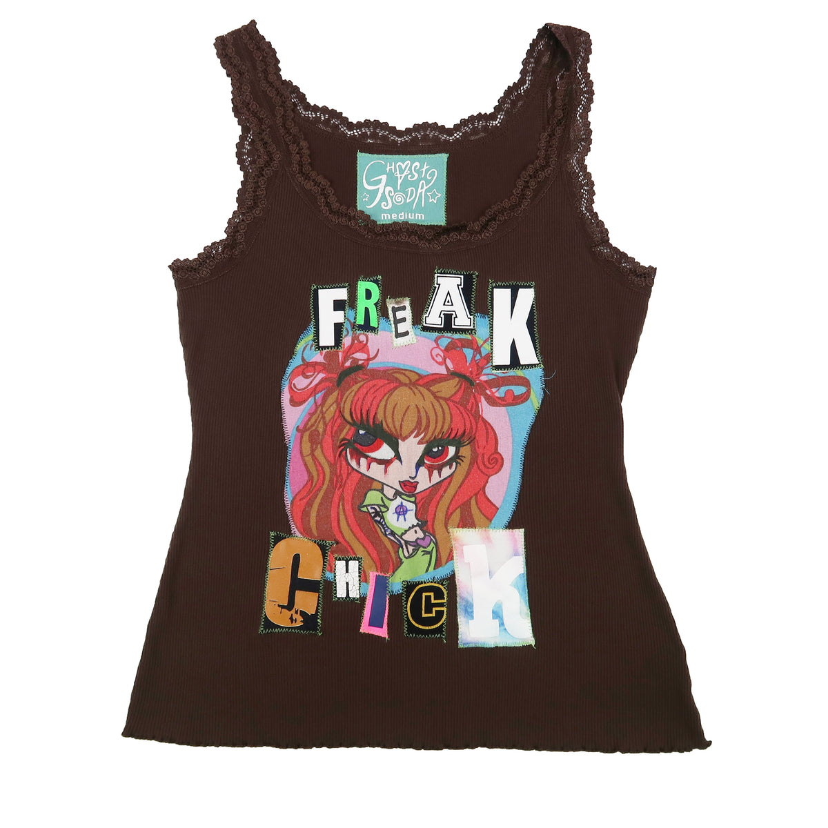 1OF1 "FREAK CHICK" Ghost Soda Original Patchwork Tank - Medium