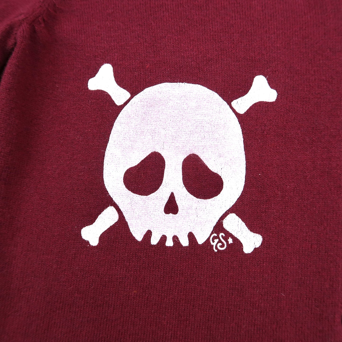 "Grim Skull" Maroon Cardigan - Medium