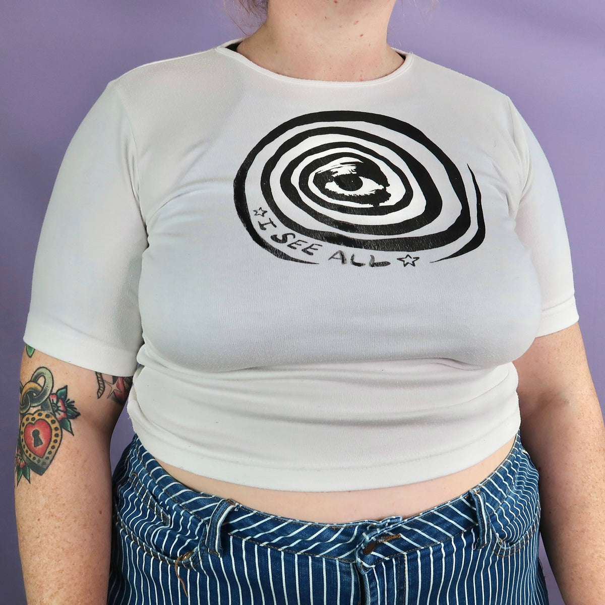 "I See All" Eye Spiral White Top - Extra Large