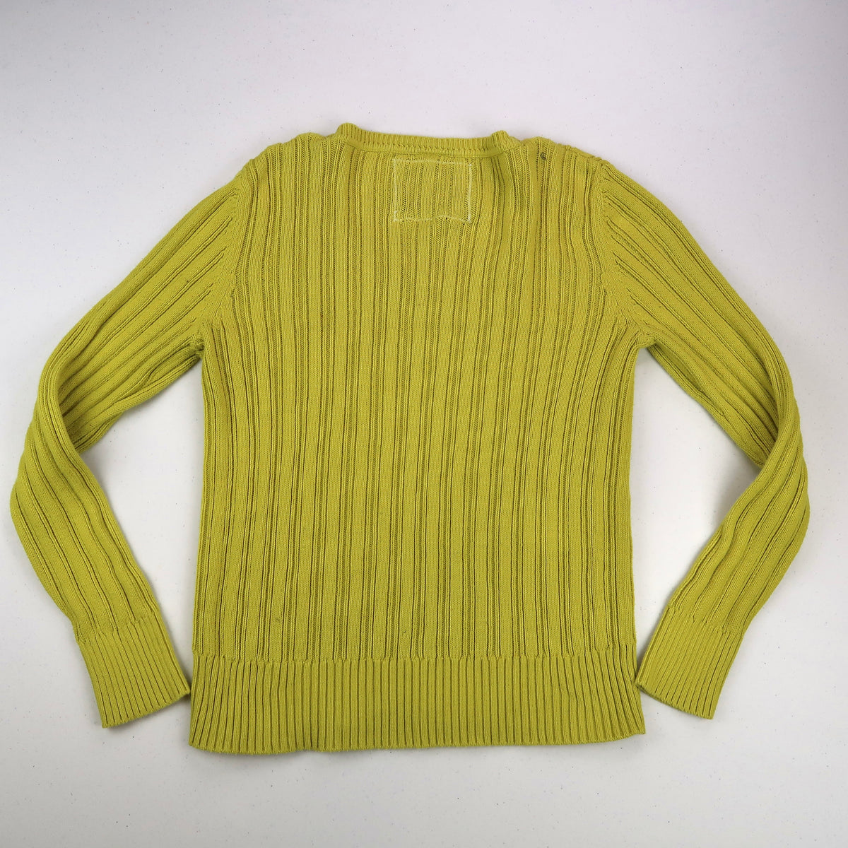 "Grim Skull" Chartreuse Knit Sweater - Medium