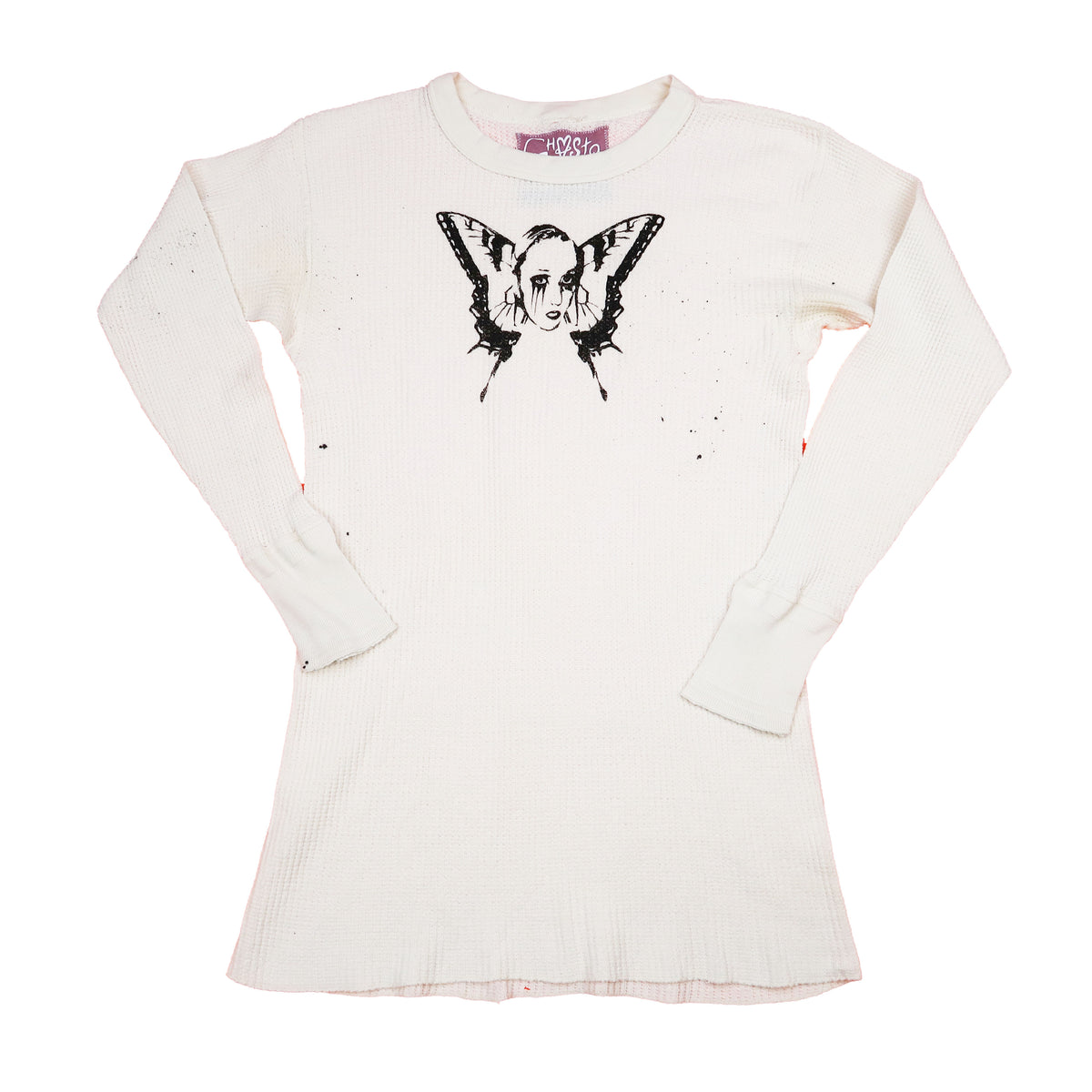 "Weeping Butterfly" Cream Thermal Long Sleeve - Small