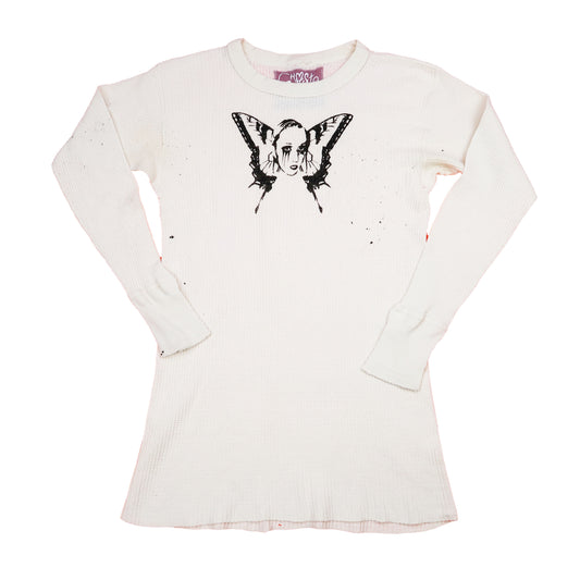 "Weeping Butterfly" Cream Thermal Long Sleeve - Small