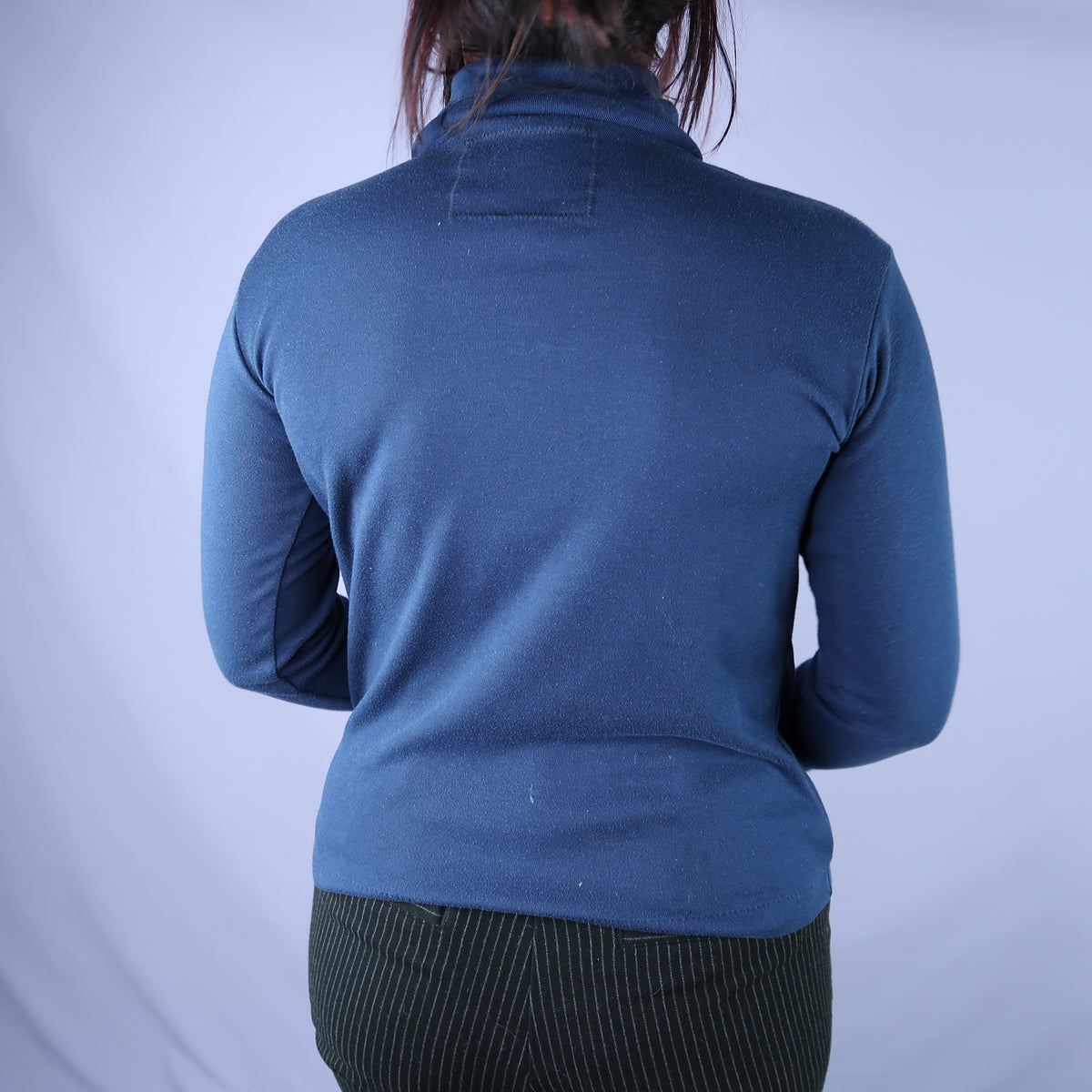 "Patches the Dog" Navy Blue Turtleneck Top - Small
