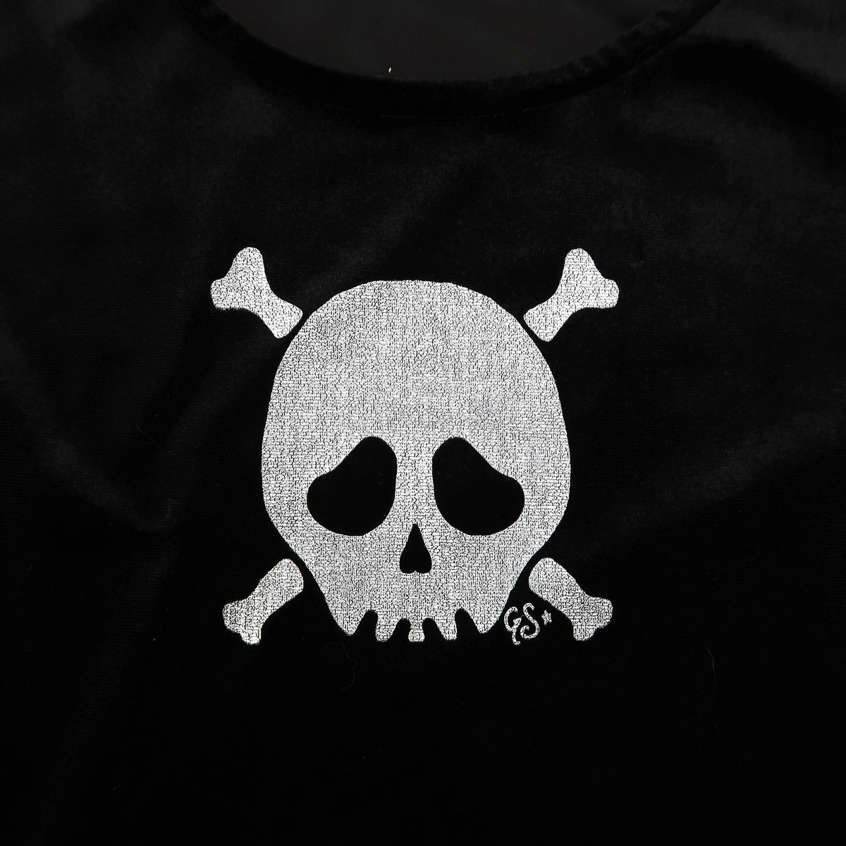 "Grim Skull" Wednesday Addams Black Velvet Dress - Medium