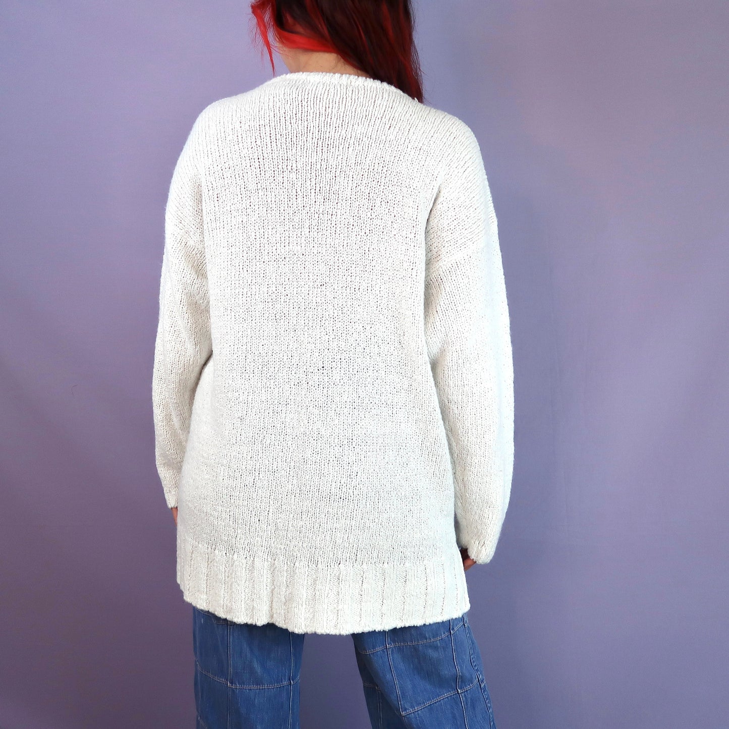 "Weeping Butterfly" White Sweater - Medium