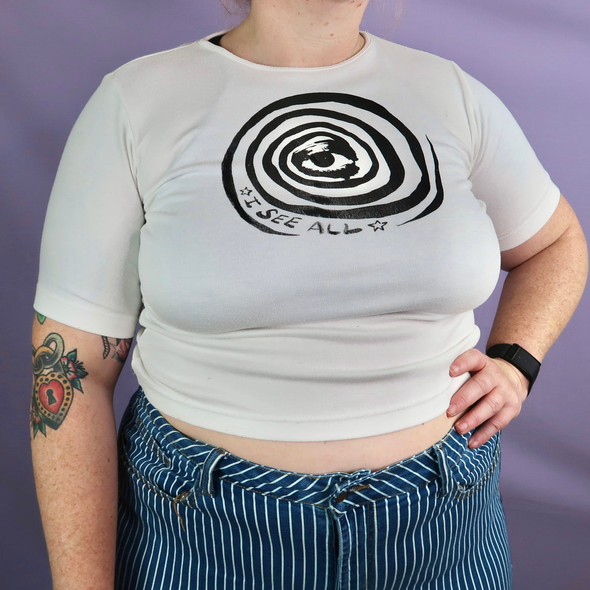 "I See All" Eye Spiral White Top - Extra Large