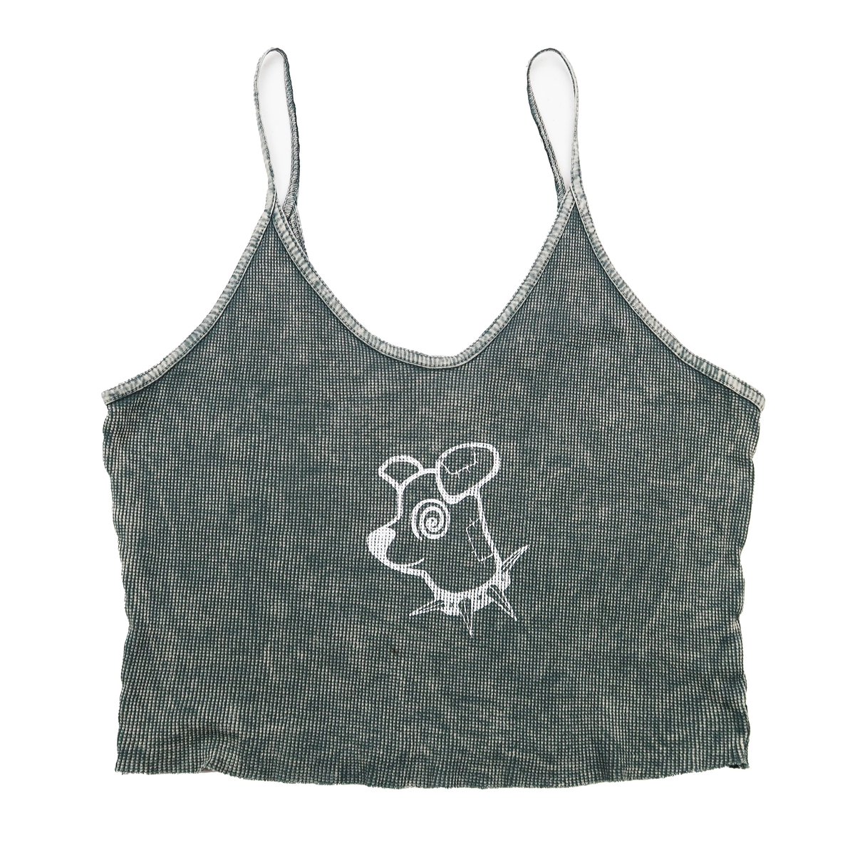 "Patches the Dog" Gray Waffle Knit Tank Top - Large