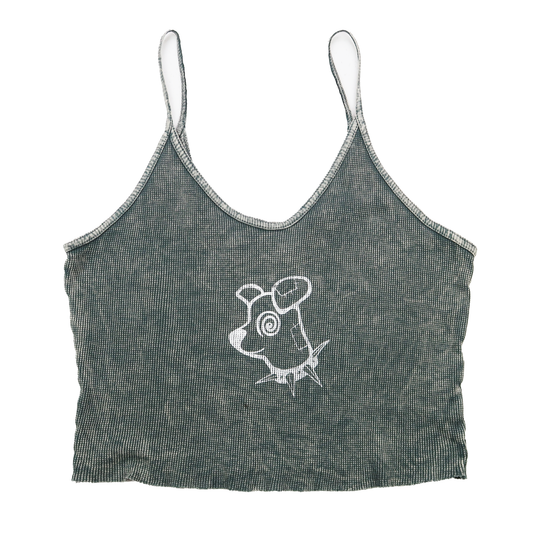"Patches the Dog" Gray Waffle Knit Tank Top - Large