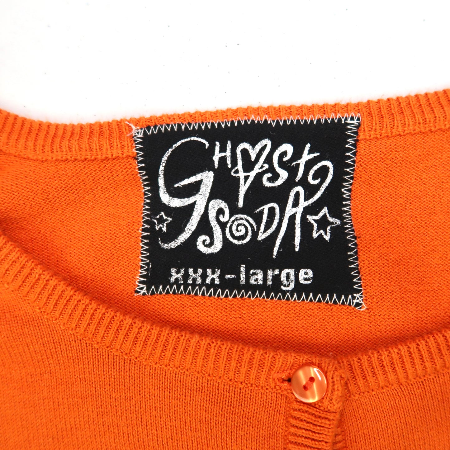 "Grim Skull" Orange Cardigan Sweater - 3XL