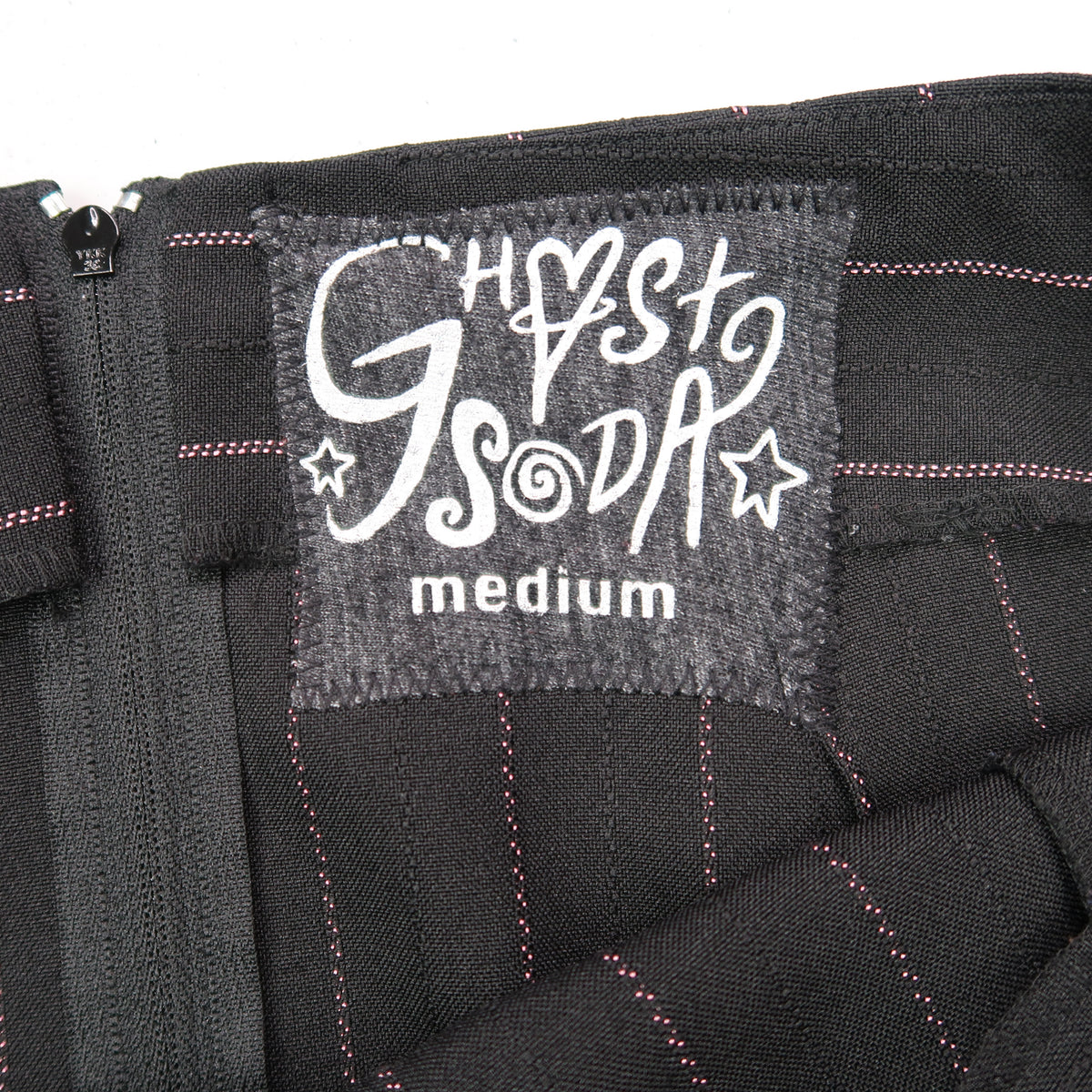 "Grim Skull" Pinstripe Black Mini Skirt - Medium