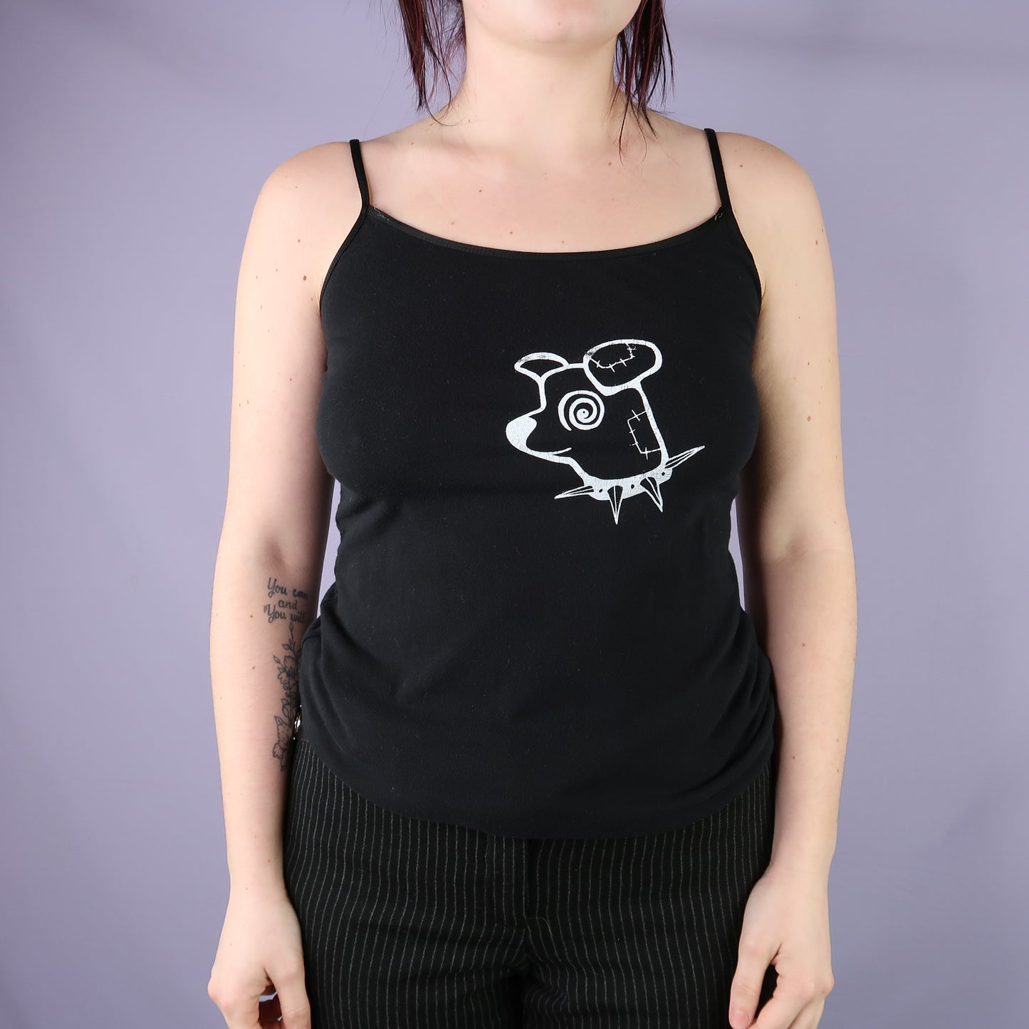 "Patches the Dog" Black Tank Top - Medium