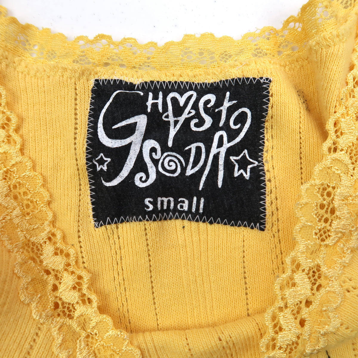 "I Love Spiders" Yellow Lace Tank Top - Small