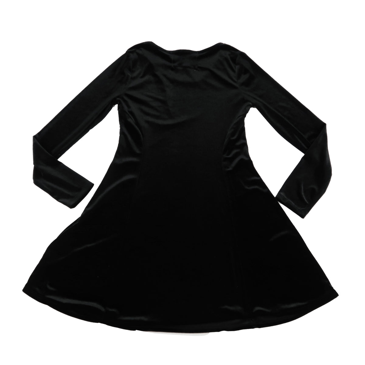 "Grim Skull" Wednesday Addams Black Velvet Dress - Medium