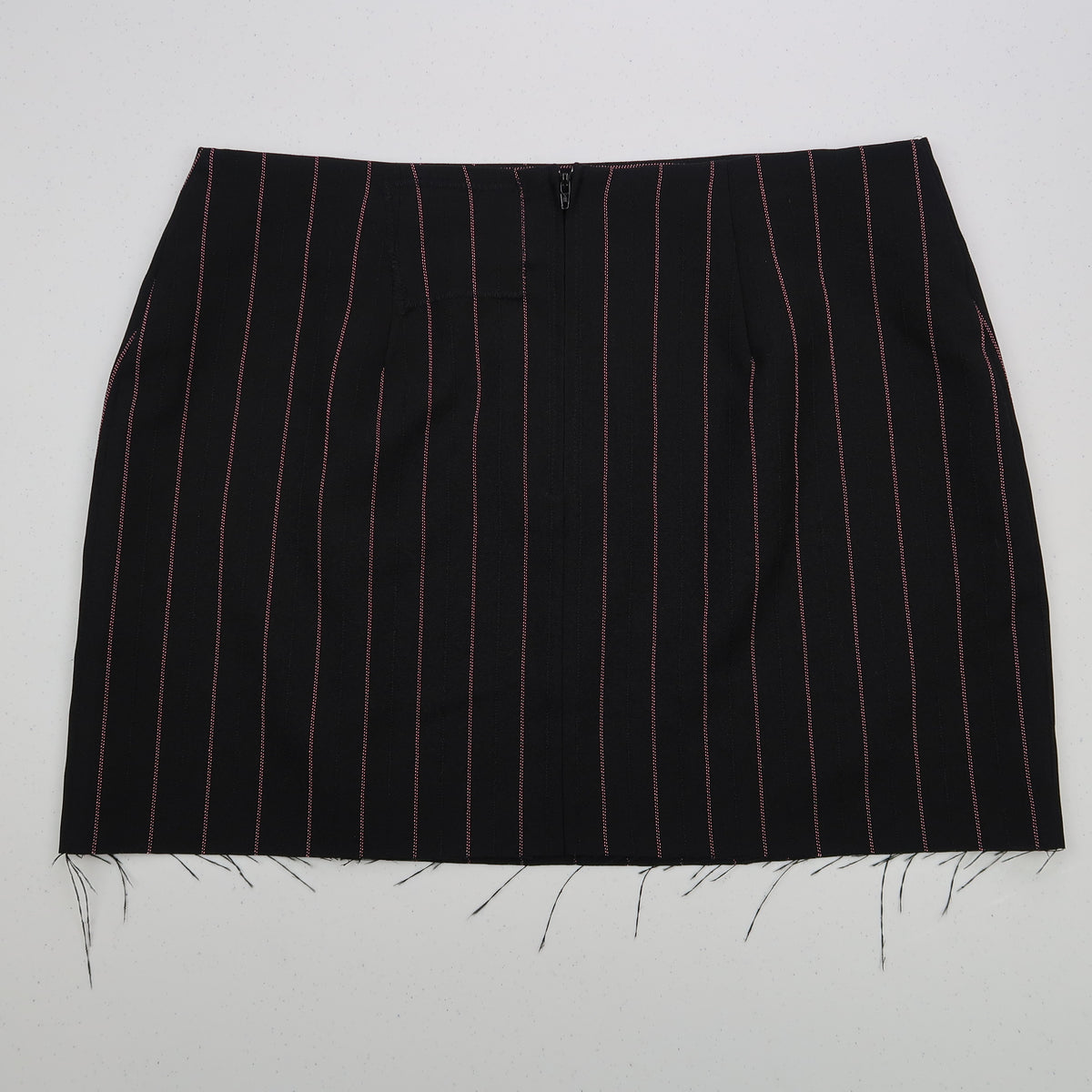 "Grim Skull" Pinstripe Black Mini Skirt - Medium