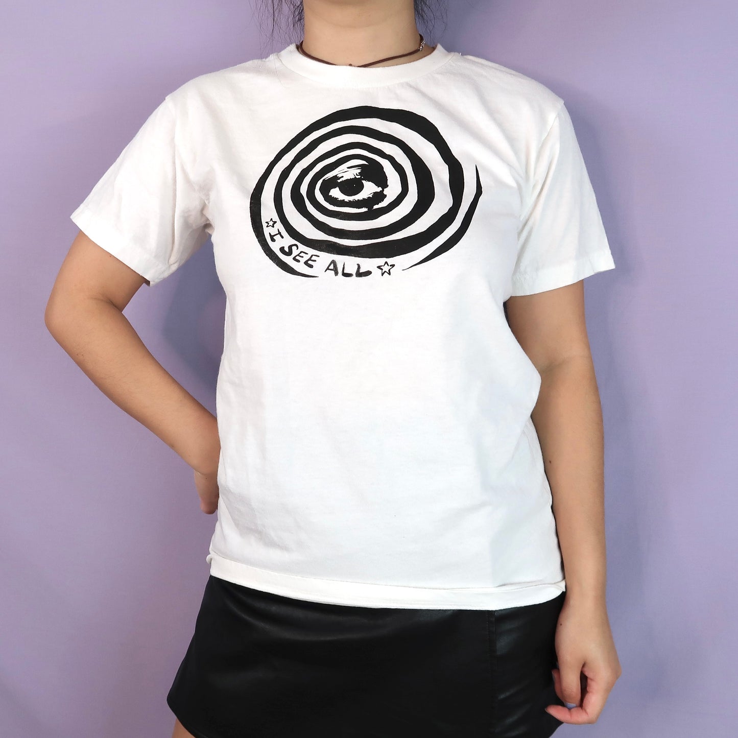 "I See All" (Eye Spiral) White T-shirt - Medium
