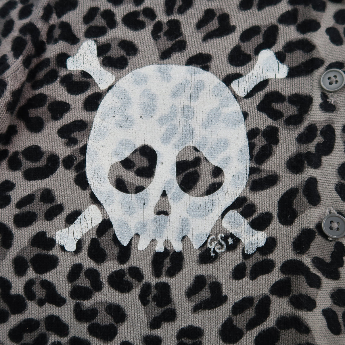 "Grim Skull" Cheetah Print Cardigan Top - XS
