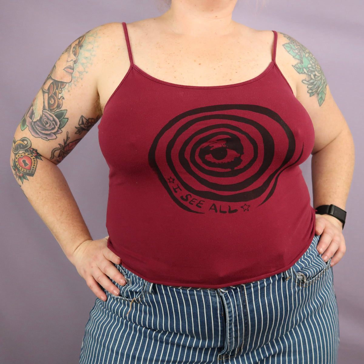 "I See All" (Eye Spiral) Red Tank Top - XL
