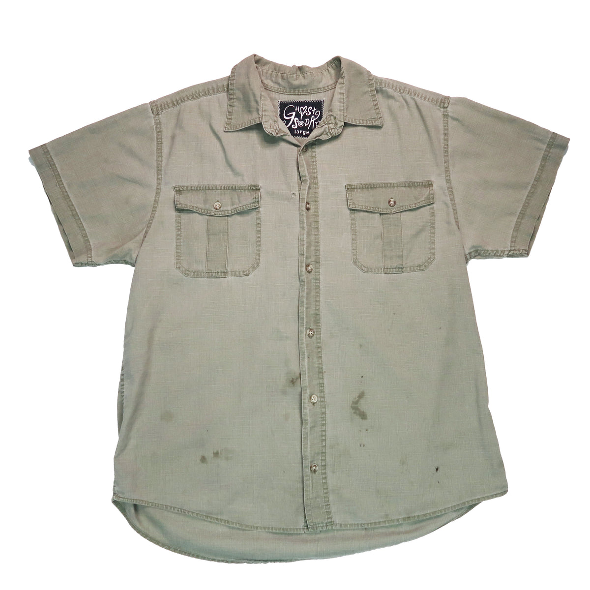 MISPRINT "Grim Skull" Army Green Button Down - Large