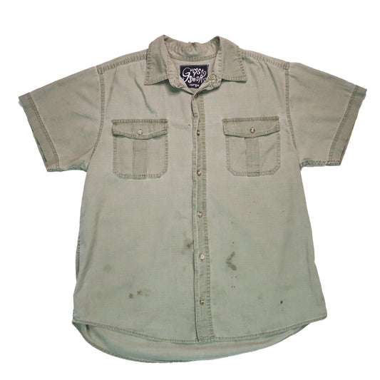 MISPRINT "Grim Skull" Army Green Button Down - Large