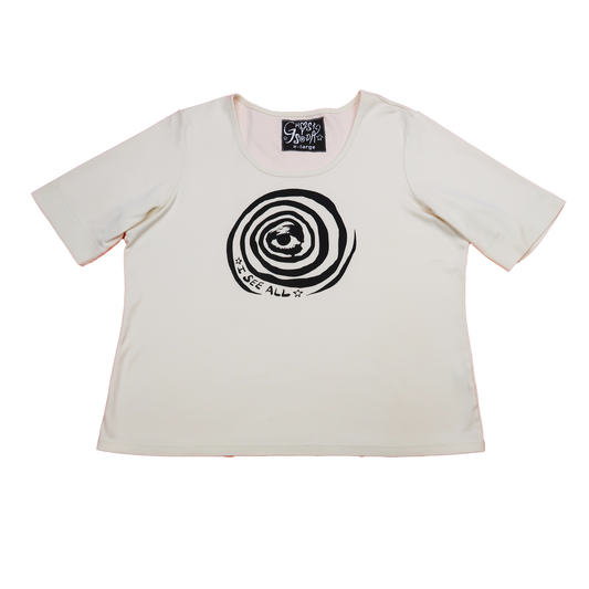 "I See All" (Eye Spiral) Off-White Top - Extra Large