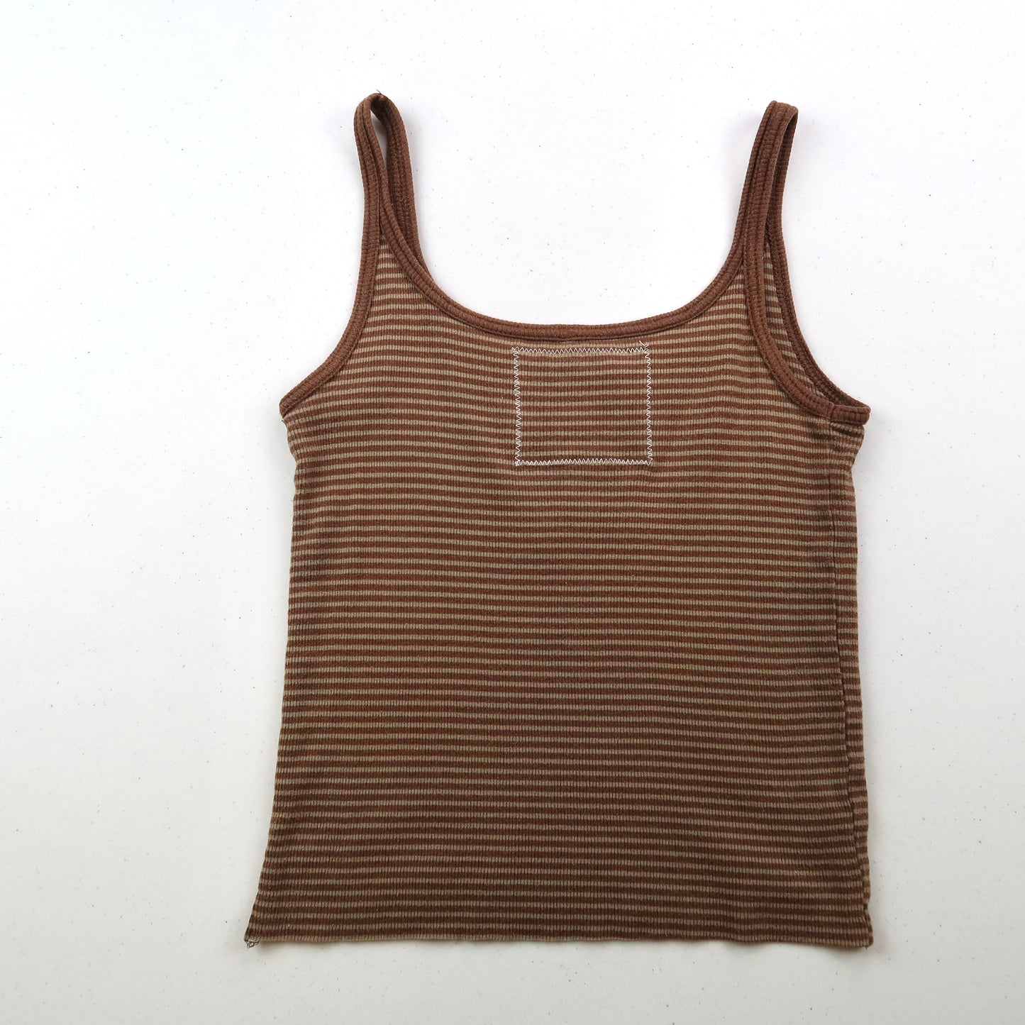 "Grim Skull" Brown Striped Tank Top - Small