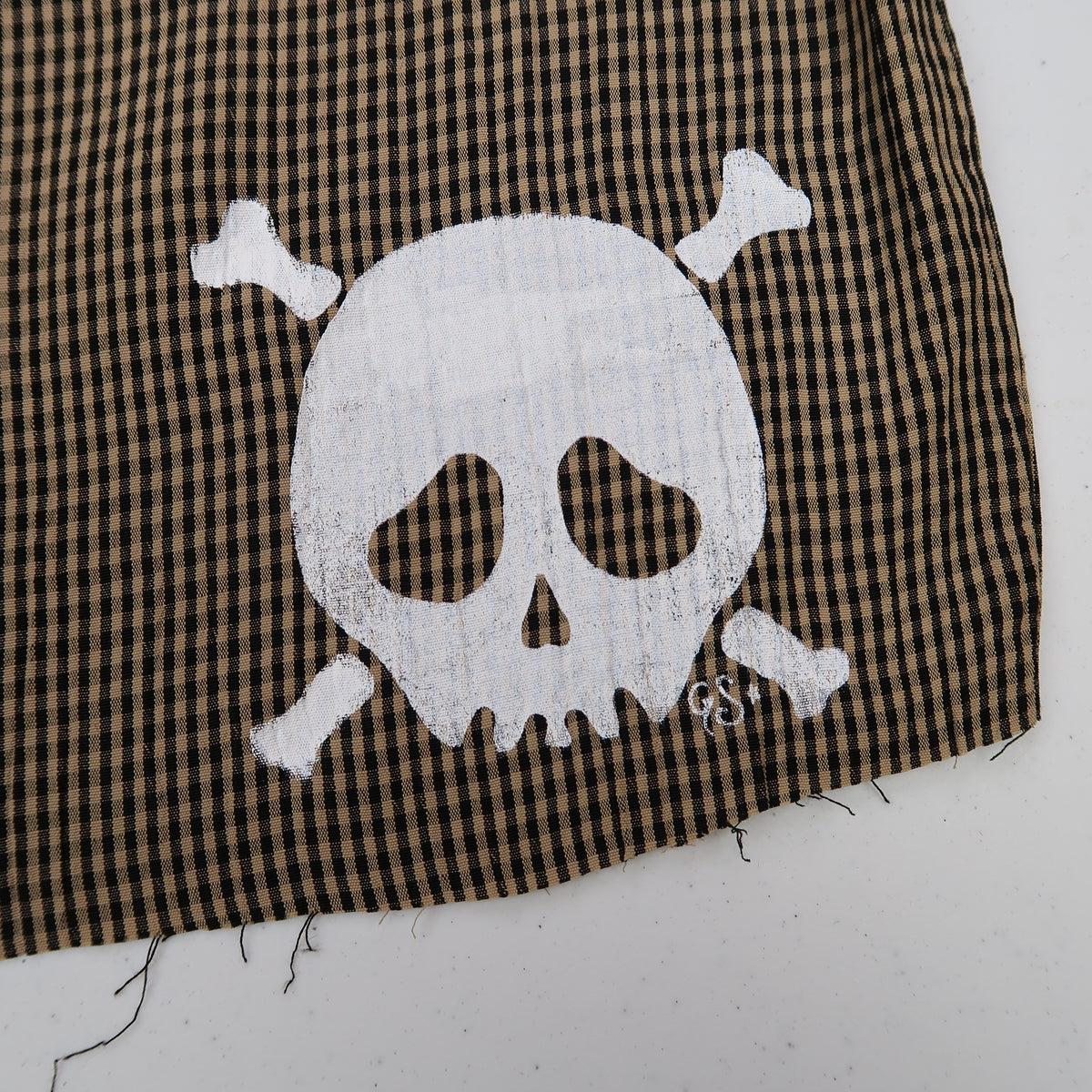 "Grim Skull" Gingham Skirt - Medium